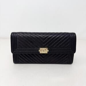 Chanel Chevron Boy Flap Long Wallet
